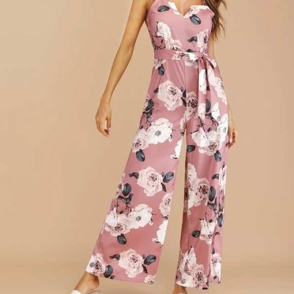 NWT Floral Print Belted Cami Jumpsuit - Picture 5 of 5